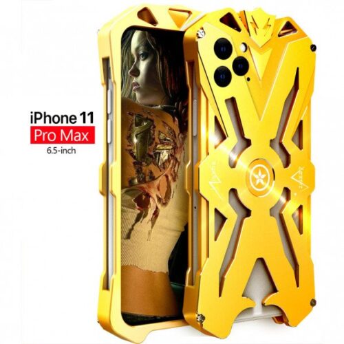 Apple iPhone 11 Pro Max Aviation Aluminum Alloy Shockproof Armor Metal Case Cover - Gold