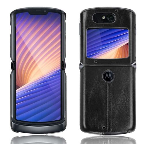 MOTOROLA RAZR 5G LUXURY LEATHER TEXTURE CASE - BLACK