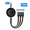 Baseus Bright Mirror Series II Retractable 3-in-1 Fast Charging Cable - Black
