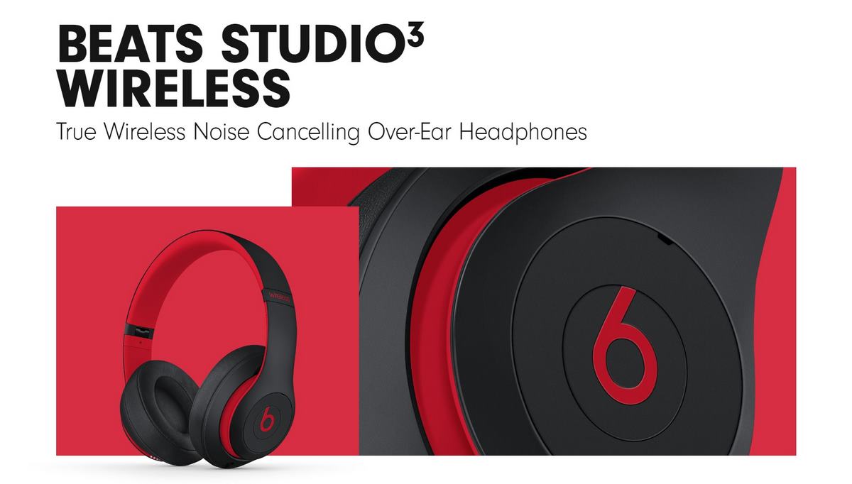 Beats Studio 3 True Wireless Noise Cancelling Over-Ear Headphones - Black Red - Banner - Alezay Kuwait