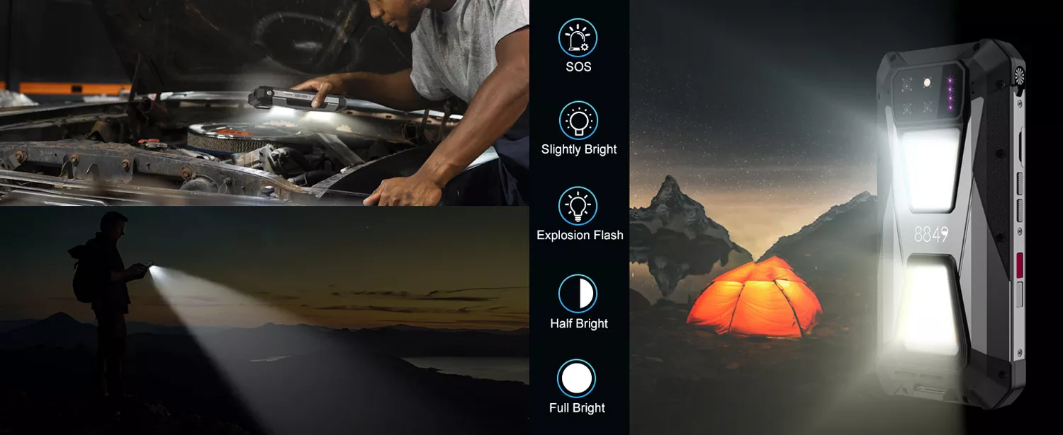 Unihertz 8849 Tank 3S - 15600mAh Battery 5G Rugged Smartphone with Built-in Projector - Dual Camping Light - Alezay Kuwait