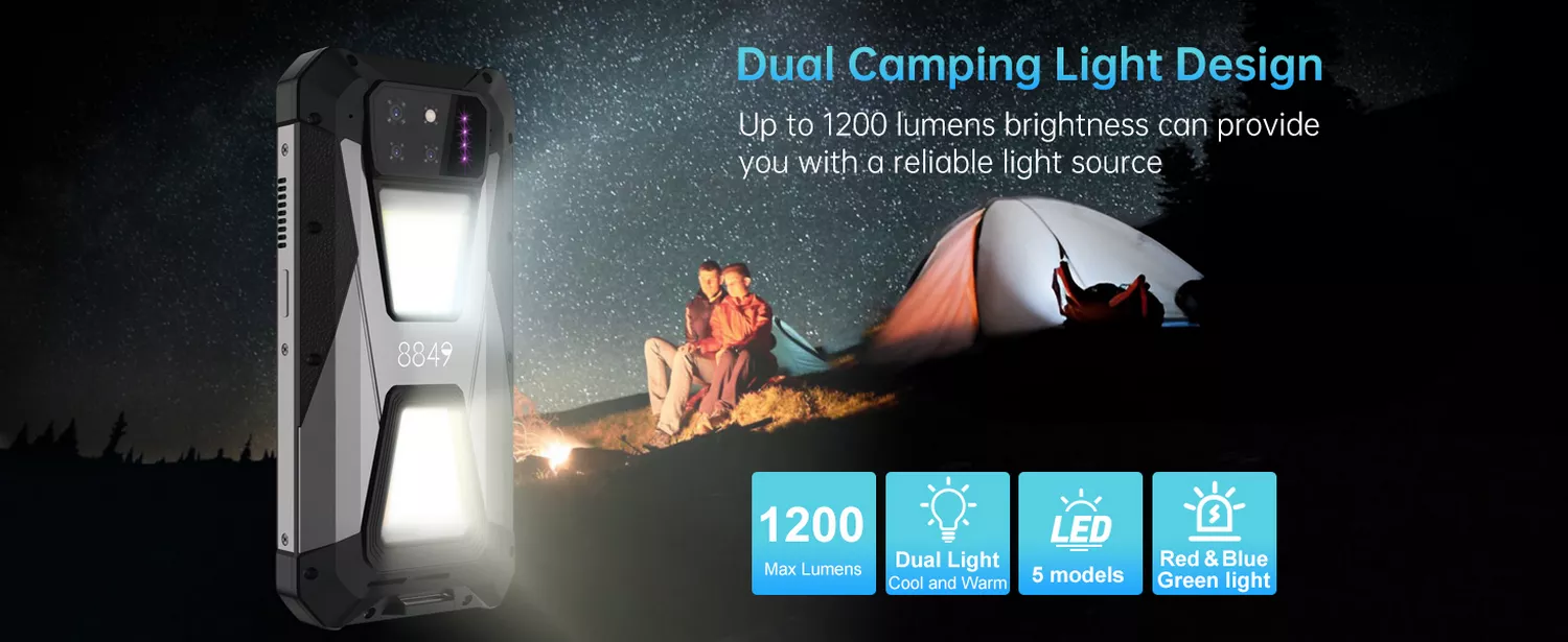 Unihertz 8849 Tank 3S - 15600mAh Battery 5G Rugged Smartphone with Built-in Projector - Dual Camping Light - Alezay Kuwait