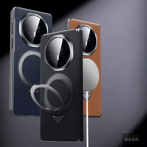 Honor Magic V3 Leather Magnetic Handle MagSafe Case with Hinge Protection by SULADA - Alezay Kuwait