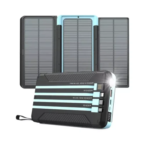 Powerology 16000mAh Solar Multi-Cable Powerbank - Black - Alezay Kuwait - Powerology Kuwait