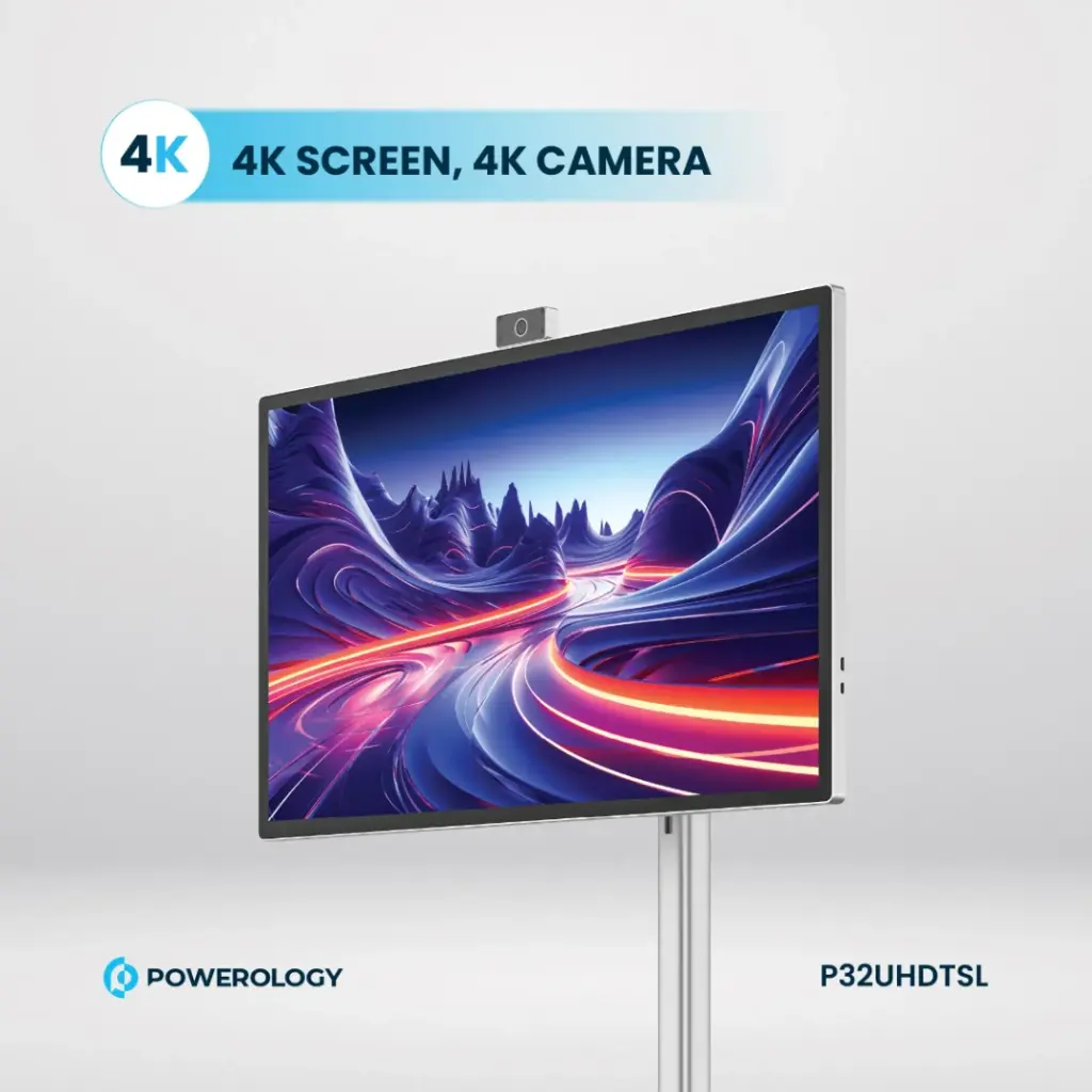 Powerology 32-inch Google 4K Smart Screen with 4K Camera and Stand - Silver - Alezay Kuwait - Powerology Kuwait