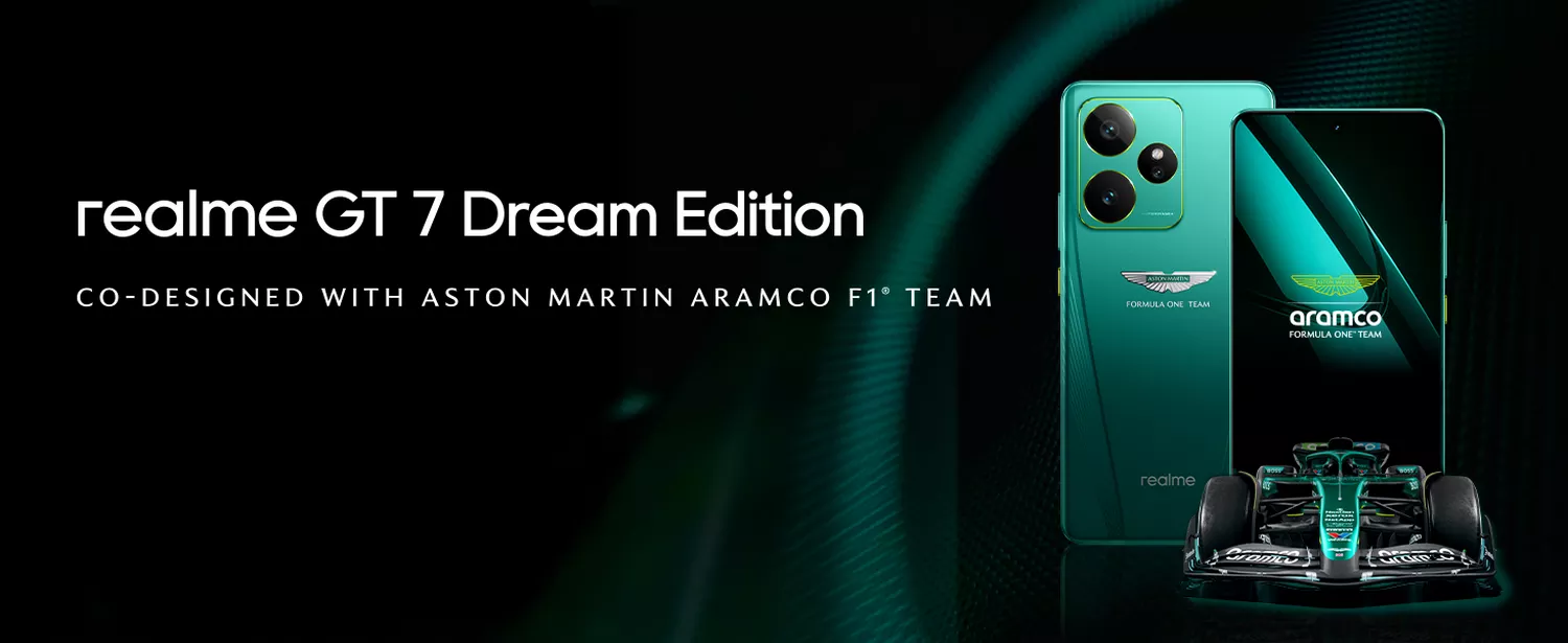 Realme GT 7 Dream Edition Limited Edition - Aston Martin Green - Banner - Alezay Kuwait - Realme Kuwait