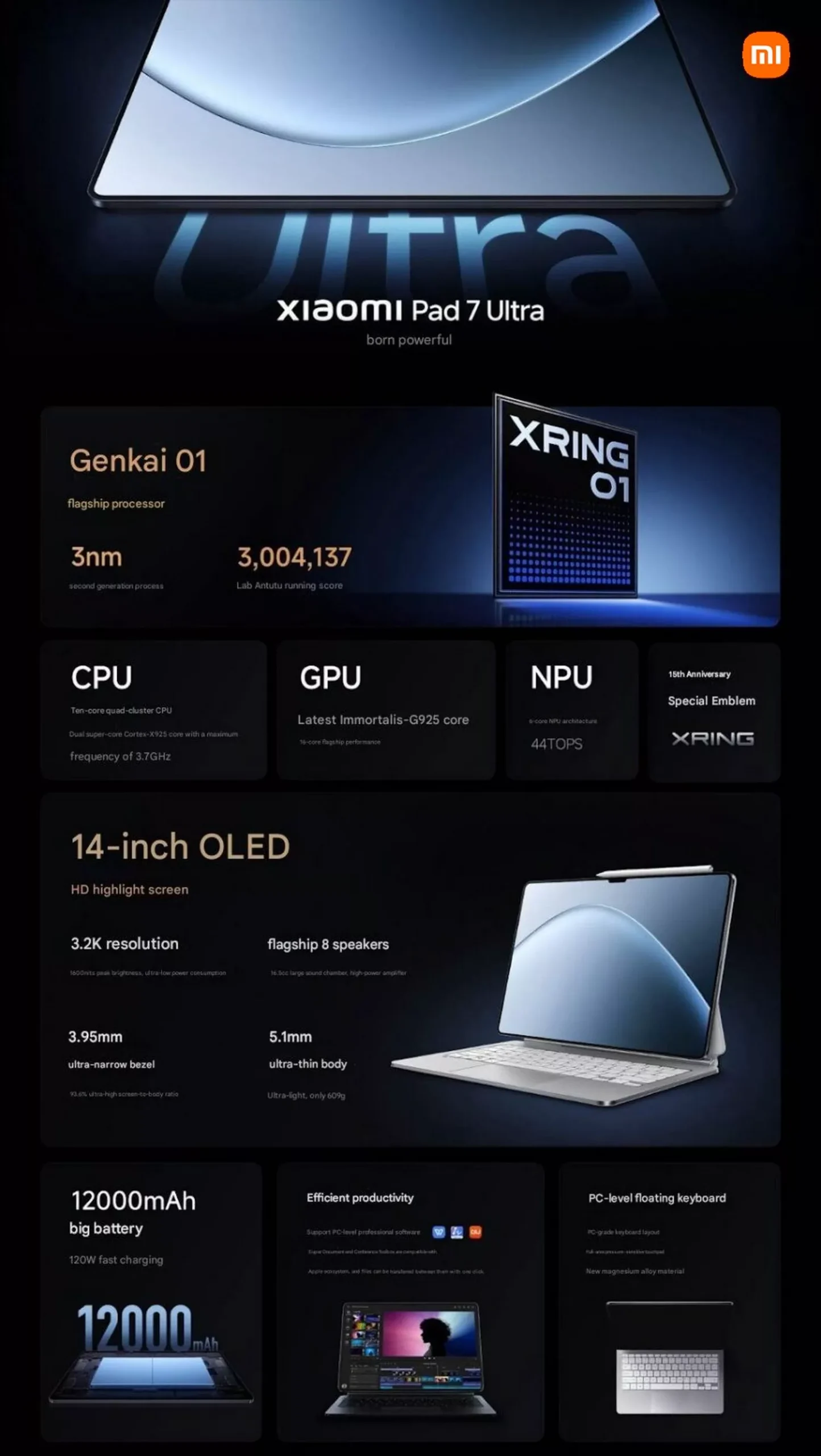 Xiaomi Pad 7 Ultra - WI-FI Tablet - Specs - Alezay Kuwait - Xiaomi Kuwait