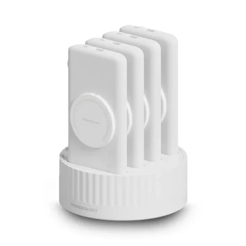Powerology 4 in 1 Station 10000mAh PD 100W QC Wireless Powerbank (PPBCHA2641) - White - Alezay Kuwait - Powerology Kuwait
