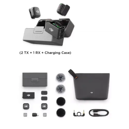DJI Mic 3 (2 TX + 1 RX + Charging Case) - Wireless Microphone - Alezay Kuwait -DJI Kuwait