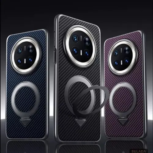 Honor Magic 8 Pro Magnetic Handle MagSafe Case with Carbon Fiber Pattern Kevlar Texture by SULADA - Alezay Kuwait