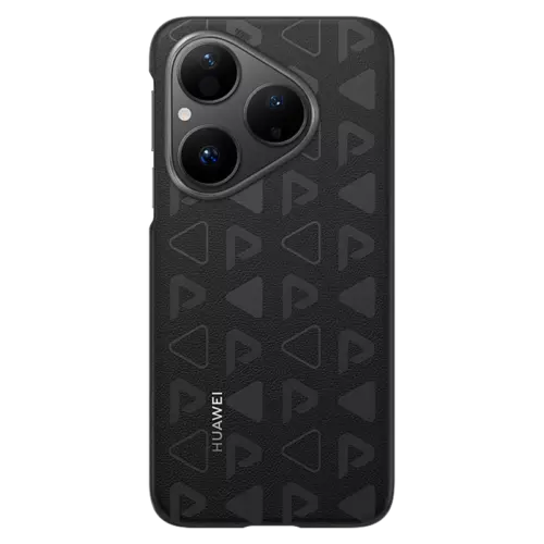 Huawei Pura 80 Ultra Monogram Vegan Leather Case (Official) - Black - Huawei Kuwait - Alezay Kuwait