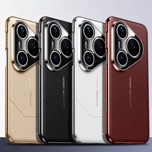 Huawei Pura 80 Ultra Ultimate Design Vegan Leather Case with Full Lens Shield Protection - Alezay Kuwait