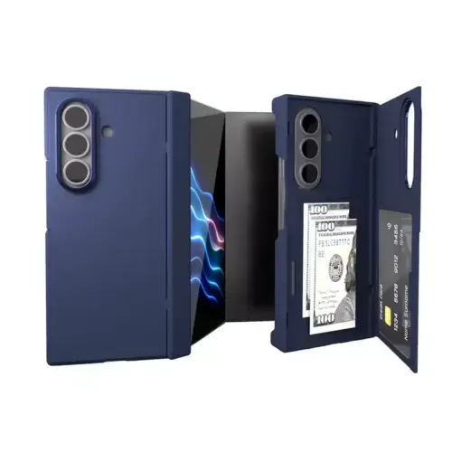 Samsung Galaxy Z TriFold Folding Stand Case with Card Holder Slot - Blue - Samsung Kuwait - Alezay Kuwait