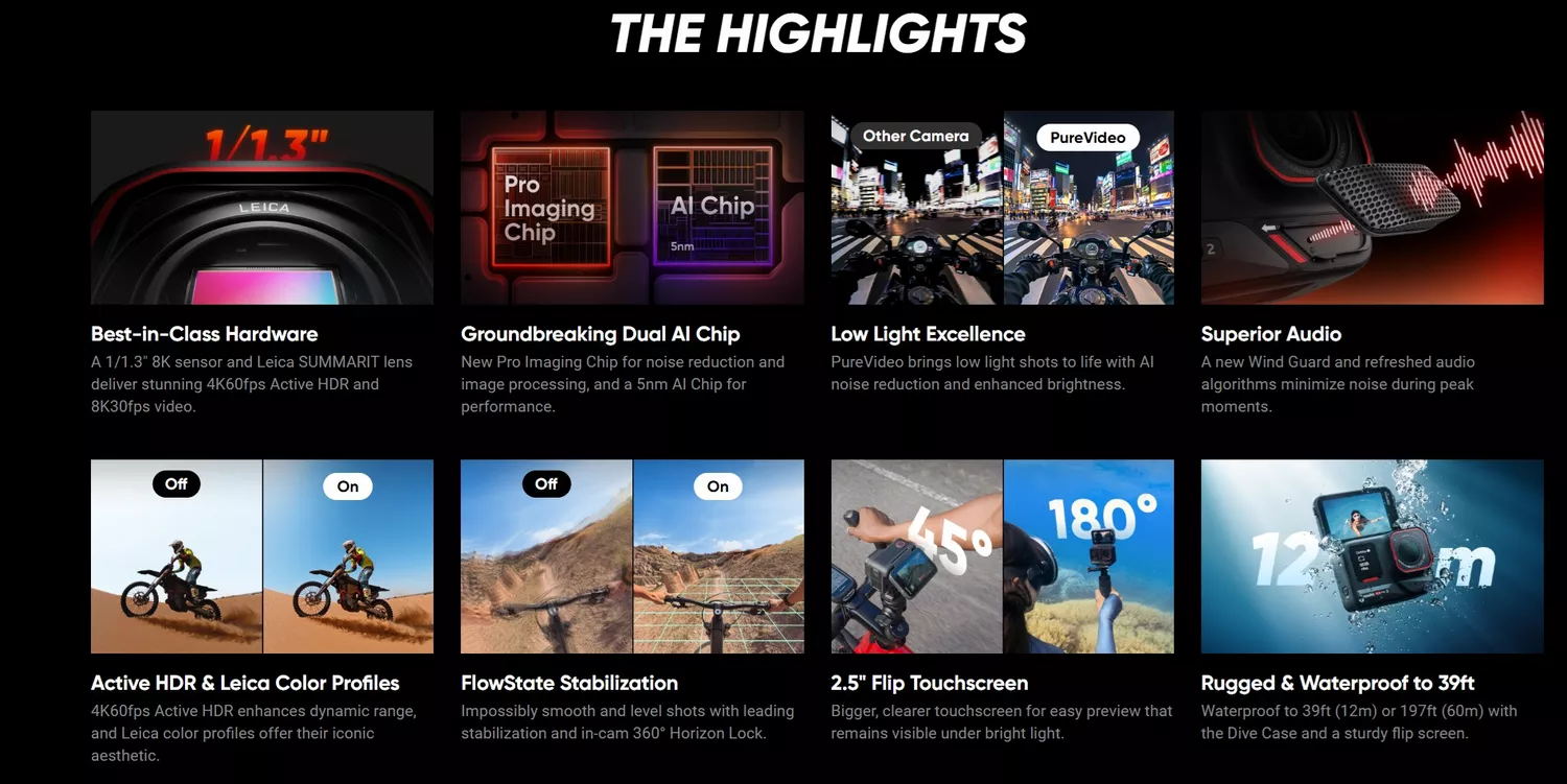 Insta360 Ace Pro 2 Standard Bundle 8K AI-Powered Action Camera - Features Banner - Insta360 Kuwait Store - Alezay Kuwait